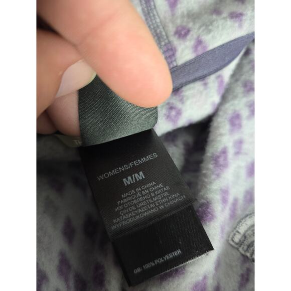 The North Face Womens Medium Grey Purple Fleece Hoodie Zip Jacket Layering Coat - Picture 8 of 9